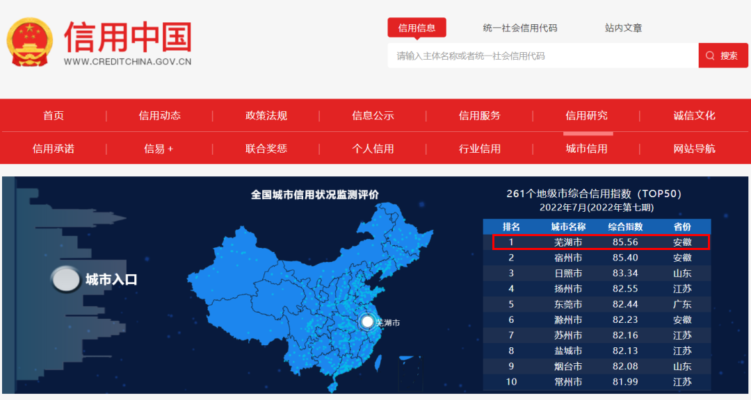 全國(guó)261個(gè)地級(jí)市中 蕪湖第一！